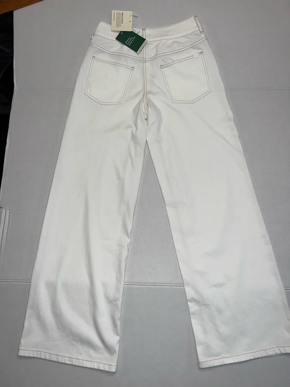 HALARA ASYMMETRIC WHITE STRETCH DENIM WIDE LEG JEANS PANTS  SIZE XS NEW - Picture 5 of 16